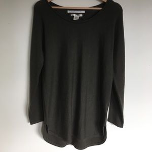 Gray Merino Wool Tunic Sweater Top Medium